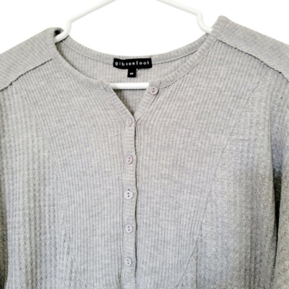 GIBSON Look NWOT Babydoll long sleeve sweater,  waffle fabric - Picture 2 of 5